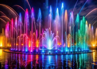 Fototapeta premium Dance Fountain Show AI Photo - Breathtaking Water Choreography