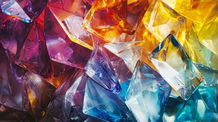 Vibrant crystal display art installation colorful gemstones creative space close-up view contemporary art concept