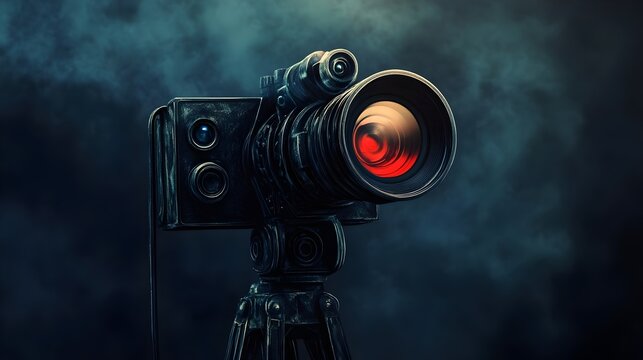 Cinematography, film production, movie, film maker logo design template inspiration. Branding for website, movie production, videographer, video editor.movie camera and film strip logo design template