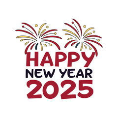 Sparkling Happy New Year 2025 Typography Vector Clipart