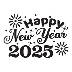 Elegant Happy New Year 2025 Typography Vector Design