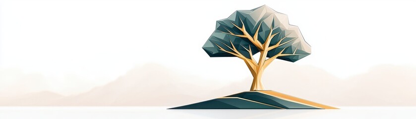Fototapeta premium Geometric tree design minimalist landscape digital art nature aesthetic concept