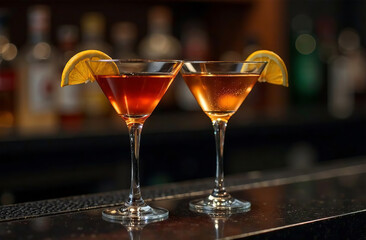 Glass of Martini on dark background. Drink photo bar restaurant. AI Generative