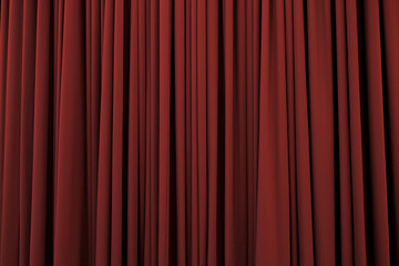 Deep red curtain with many folds background texture