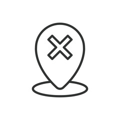 Wrong destination, icon in line design. Wrong, destination, map, error, location, pin, misdirection on white background vector. Wrong destination editable stroke icon