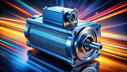 Powerful Servo Motor: Long Exposure Industrial 3D Illustration