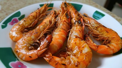 Delicious Grilled Shrimp on a White Plate