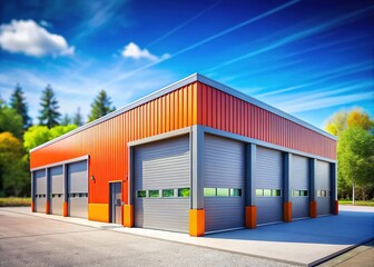 Naklejka premium Tilt-Shift Steel Garage Building - AI Photorealistic
