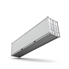 Empty white cargo and shipping container mockup isolated on white background, freight and logistic