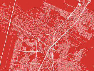 Christmas Map of Ojo de Agua, Mexico in Snowy White on Festive Red Background.