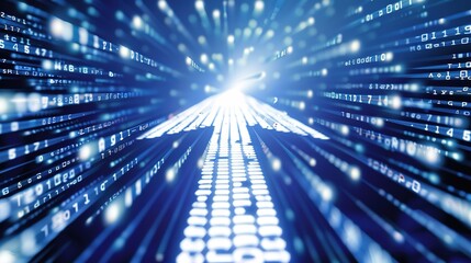 Technology Arrow Deep Blue Background-The Propelling Force: Technology Arrow Against Deep Blue Background