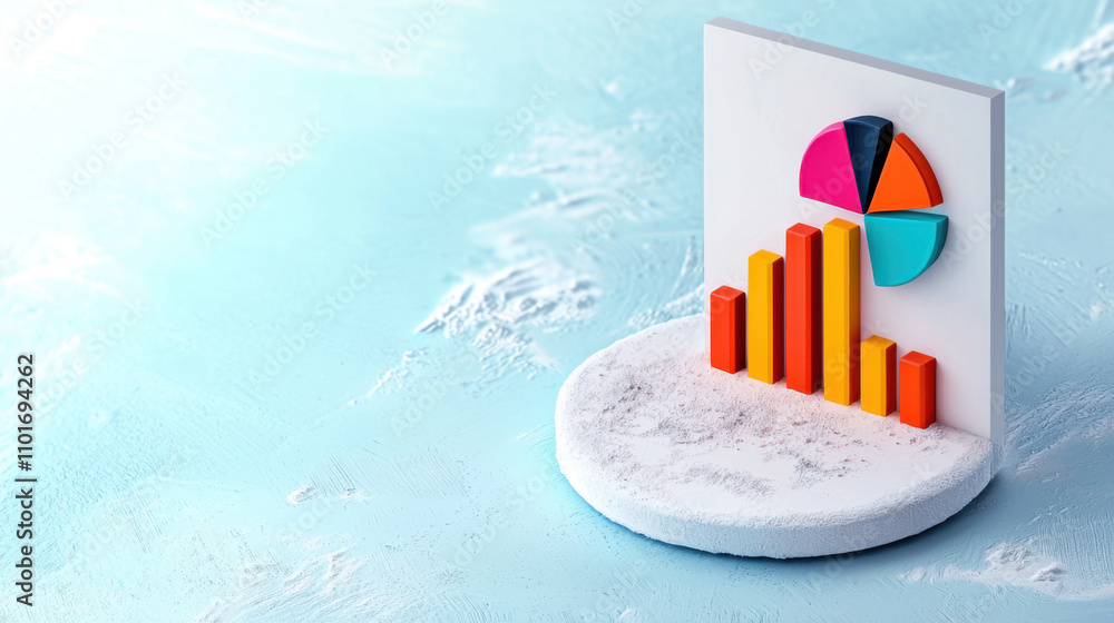 Aufkleber minimalist infographic with colorful bar chart and pie chart design