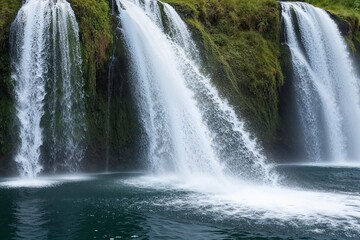 Fototapeta premium Refreshing Isolated Waterfall Splashing on Clean White Background