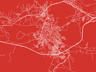 Christmas Map of Patzcuaro, Mexico in Snowy White on Festive Red Background.
