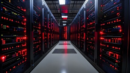 IT Professionals Configuring Cloud Servers in Modern Data Center with Advanced Technology
