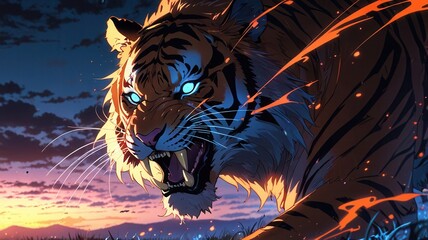 Tiger's Roar: A Majestic Close-Up
