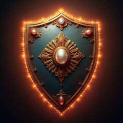 Fototapeta premium Radiant Gem-Encrusted Shield Glowing Softly
