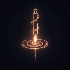 Glowing Pen Icon with Radiant Ink Spiral