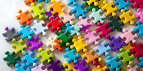 Colorful Puzzle Pieces Fitting Together Symbolizing Community Unity in Soft Abstract Design