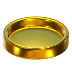 Golden pet bowl for dogs or cats isolated on png transparent background.