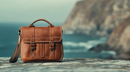 Handstitched leather bag styled with natural accents