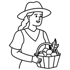 woman farmer with basket full of vegetables