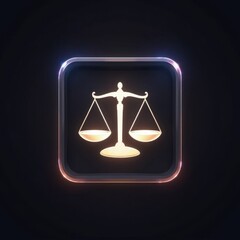 Glowing Libra Icon with Balanced Scale