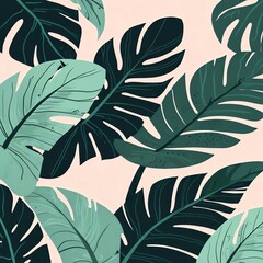 Tropical Paradise: A Lush Tapestry of Monstera Leaves