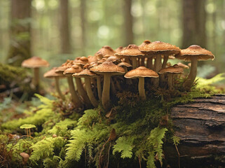 Fototapeta premium Mushrooms Growing in a Forest