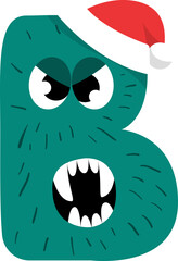 Letter B Cute Monster Christmas Character Alphabet
