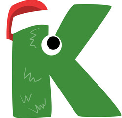 Letter K Cute Monster Christmas Character Alphabet