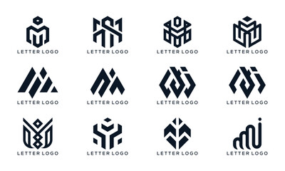 abstract set of letter MI logo design vector. icons for business or accounting