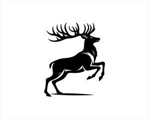 Deer silhouette logo icon vector illustration. Black Deer Vector