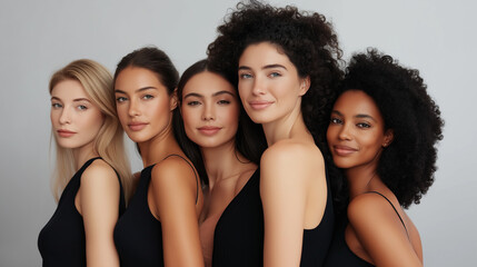 Obraz premium Portrait of a Diverse Group of Beautiful Women with Natural Beauty