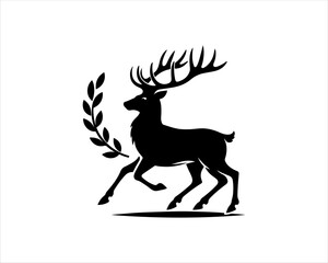 Deer silhouette logo icon vector illustration. Black Deer Vector