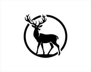 Deer silhouette logo vector illustration. 
