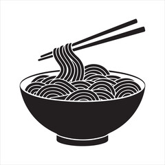 set of vector noodles, noodles bowl silhouette