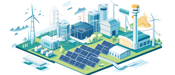 Harnessing peak energy with advanced power storage solutions in a renewable energy facility modern technology aerial perspective sustainability