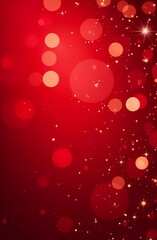 Red festive background with sparkling glitter and bokeh, creating a magical holiday atmosphere