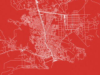 Christmas Map of Salina Cruz, Mexico in Snowy White on Festive Red Background.