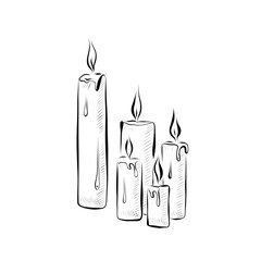 Line drawing. Candles in line art style. Vector minimalist design