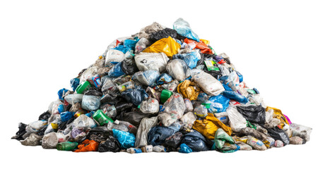 Fototapeta premium Pile of trash isolated on a transparent background with a clipping path.