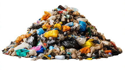 Fototapeta premium Pile of trash isolated on a transparent background with a clipping path.