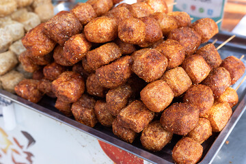 Anren ancient town in Dayi County, Chengdu, Sichuan Province, China, where you can find the local specialty, fried tofu
