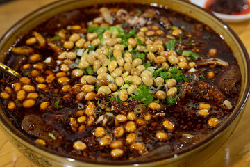 The blood tofu delicacy in Anren ancient town, Dayi County, Chengdu, Sichuan Province