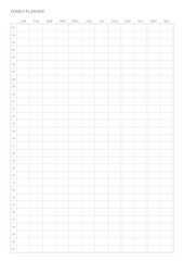 A year plan template with a simple and minimal style. Note, scheduler, diary, calendar, planner document template illustration.