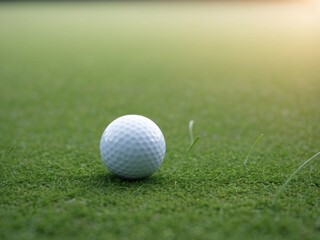 Obraz premium A Golf Ball Resting on a Lush Green Grass Field.