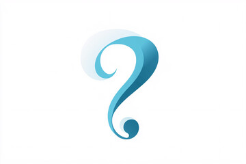 Naklejka premium a smooth question mark with soft blue hues and subtle shading styled with elegant curves on a bright white background 