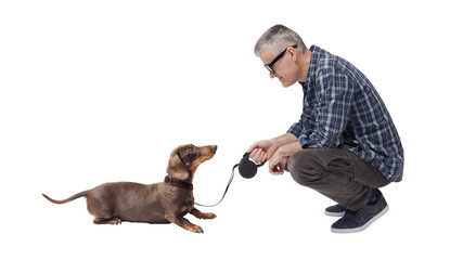 Portrait of a pet owner and his dog