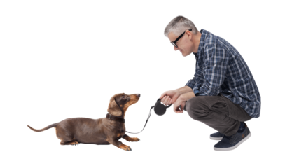 Portrait of a pet owner and his dog